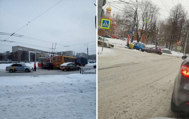 Пробки и аварии: последствия ночного снегопада в Ижевске