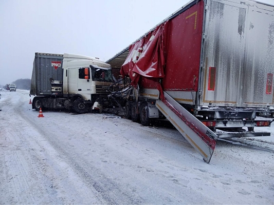 Из-за ДТП с двумя грузовиками на трассе в Удмуртии затруднено движение