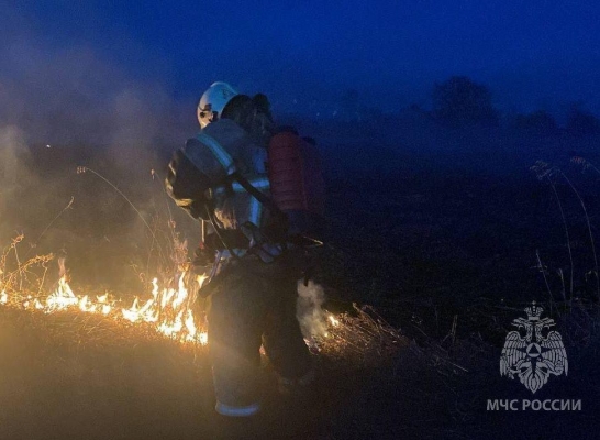 В Камбарском районе Удмуртии снова горит трава на берегах реки Буй
