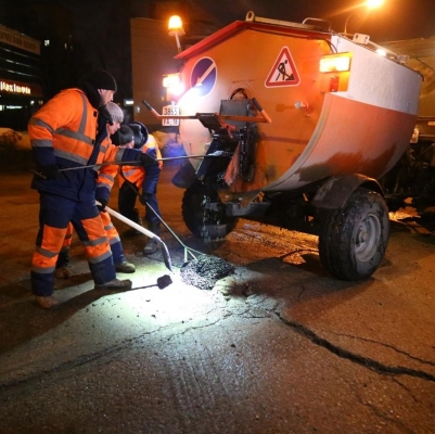 200 квадратных метров аварийных ям устраняют дорожники за ночь в Ижевске