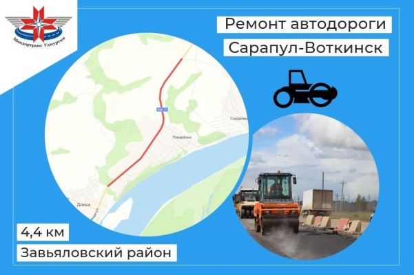 В 2023 году отремонтируют участок дороги Сарапул-Воткинск