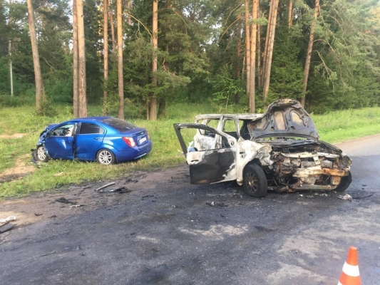 Два человека погибли в загоревшемся автомобиле на трассе в Удмуртии