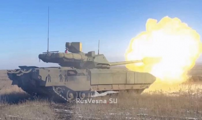 Опубликованы кадры применения танка «Армата» в зоне СВО