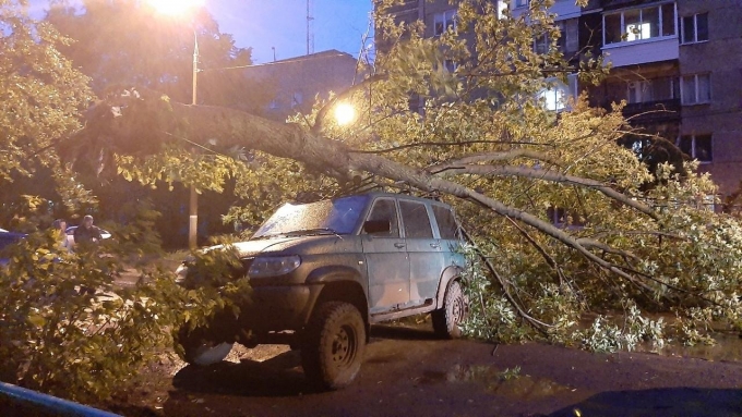 Последствия ночного ливня и сильного ветра устраняют в Ижевске