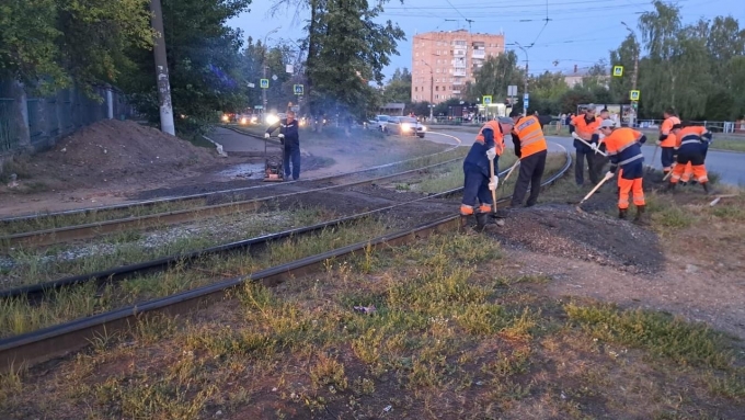 Первый этап ремонта трамвайных путей на улицах Кирова и Пушкинская в Ижевске завершен
